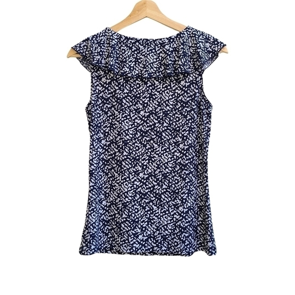 Chaps Sleeveless Light-weight Blouse with Ruffle Neckline, Size Small - Picture 2 of 5